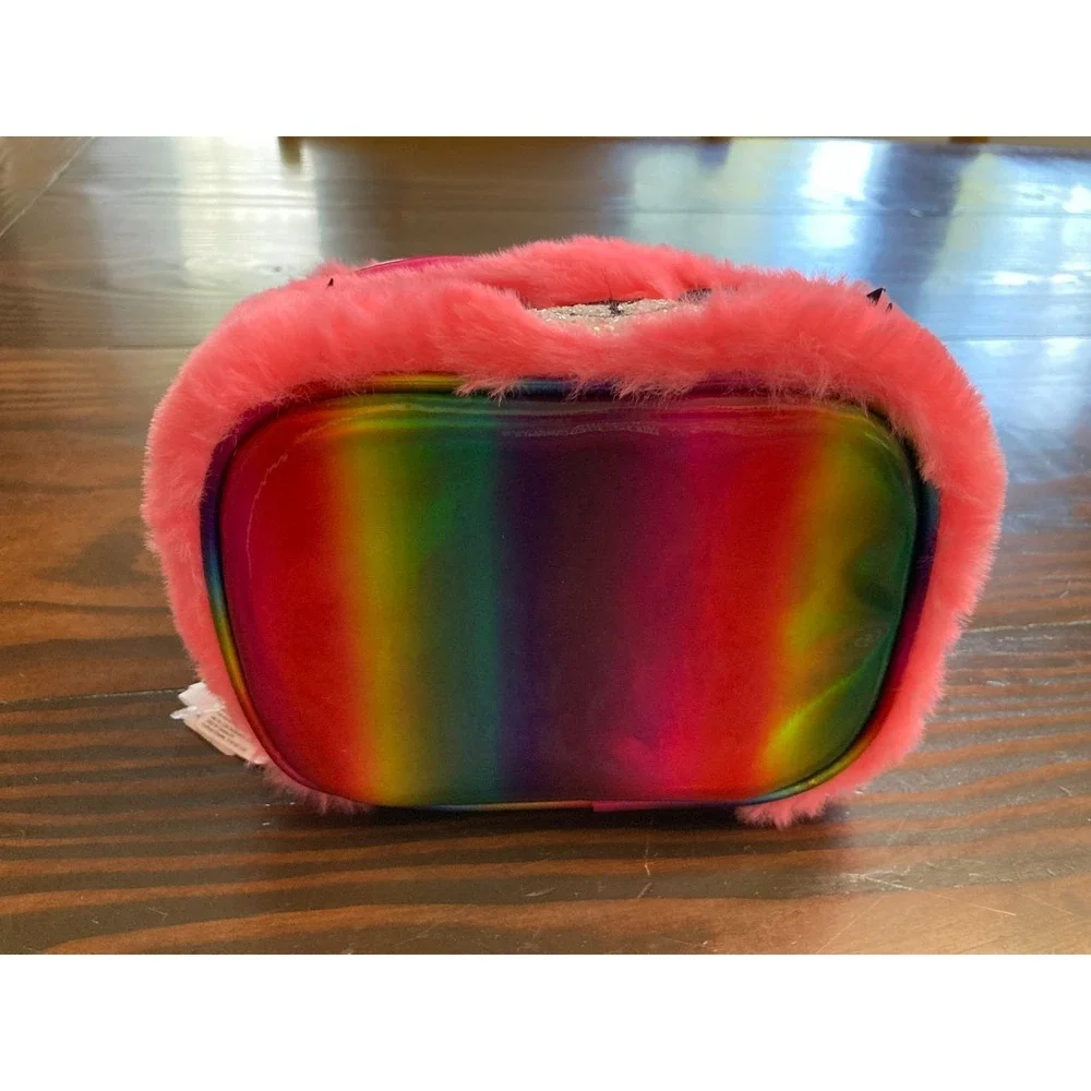 Claire's Izzy The Bear Pink Makeup Girls Bag Rainbow Ears Expressive Eyes